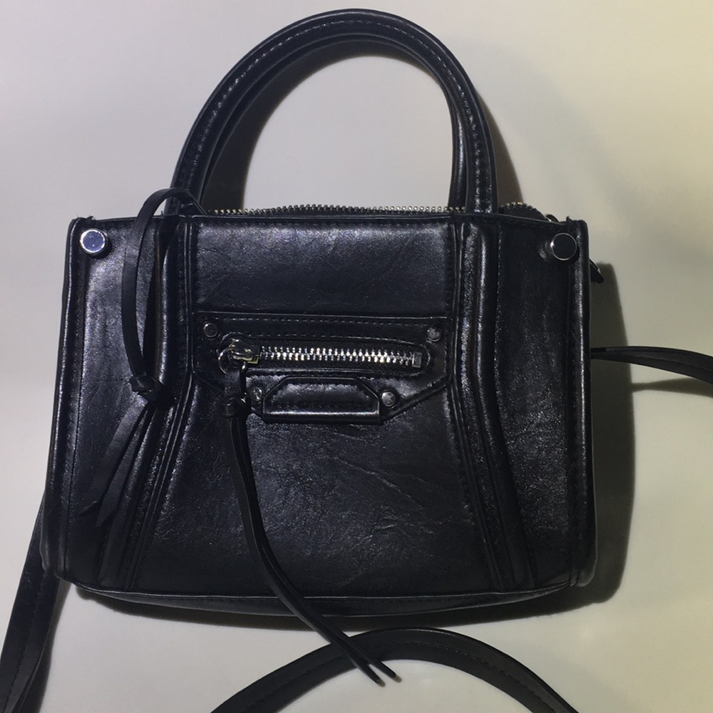 Small cross body bag with silver hardware